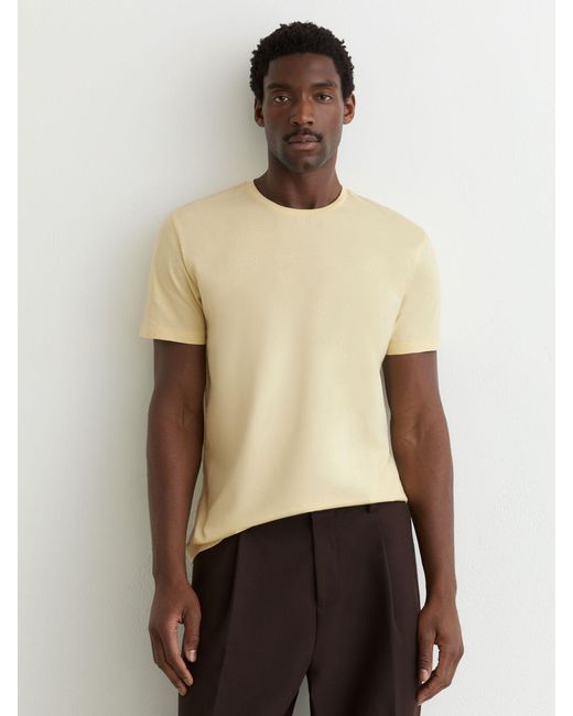Reiss Natural Bless - Sorbet Yellow Cotton Crew-neck Tailored-fit T-shirt, Large for men
