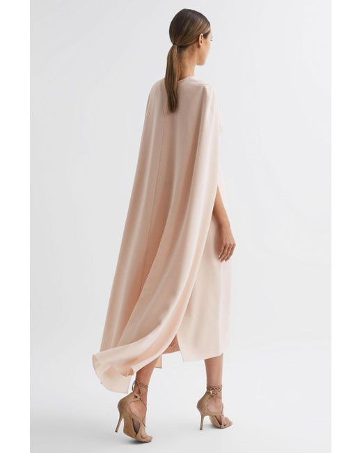 Reiss Natural Kate Cape-sleeve Woven Midi Dress