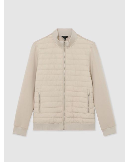 Reiss White Hybrid Quilt And Interlock Zip Jacket for men