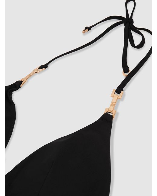 Reiss Black Triangle Halter Neck Bikini Top