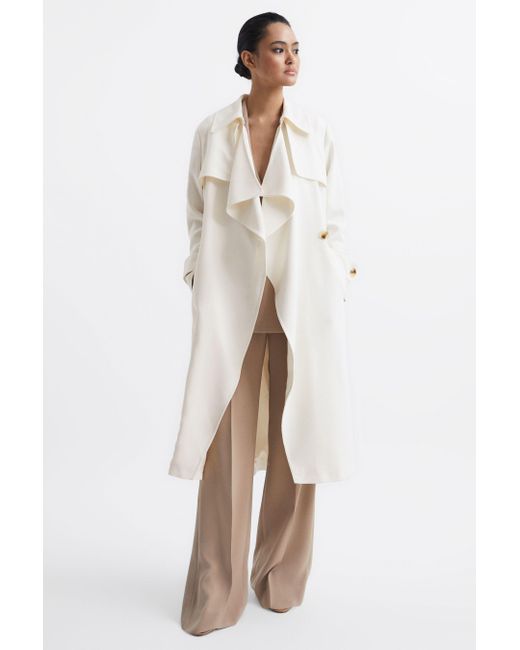 Reiss Natural Eden - White Belted Trench Coat, Us 4