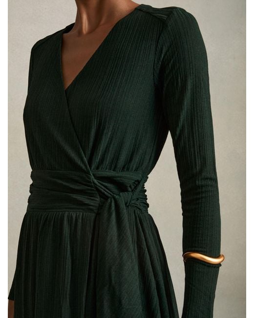 Reiss Madeline - Green Jersey Wrap-tie Midi Dress, Us 6
