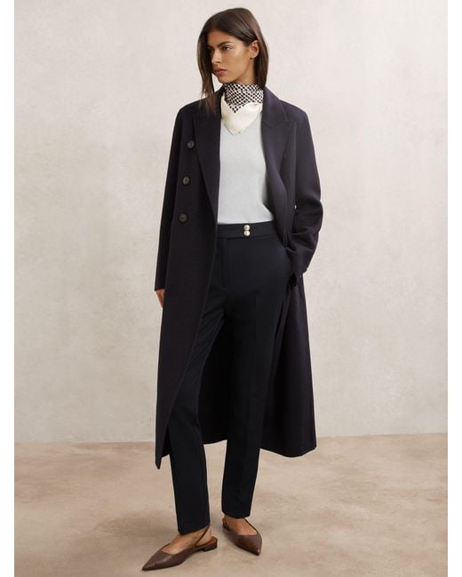 Reiss Blue Tapered Button-Detail Trousers