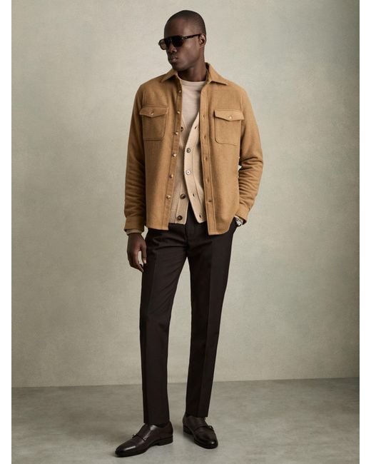 Reiss Natural Twin-Pocket Overshirt With Wool for men