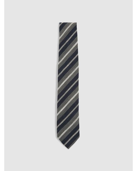 Reiss White Verona - Navy/charcoal Textured Stripe Silk Blend Tie, for men