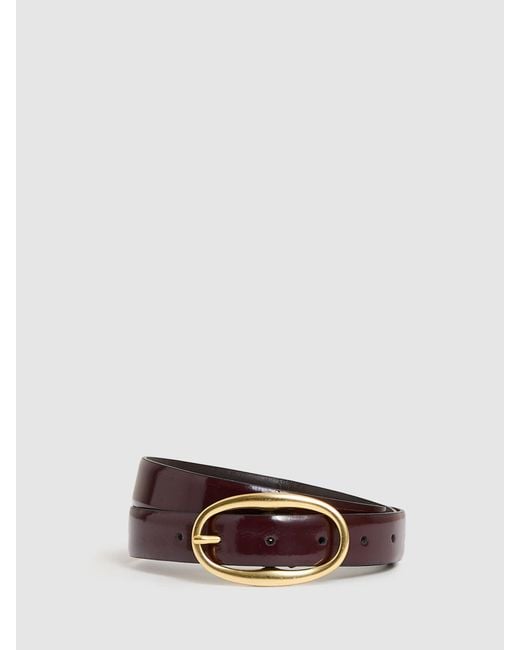 Reiss Brown Drew - Oxblood Patent Leather Oval Buckle Belt, M