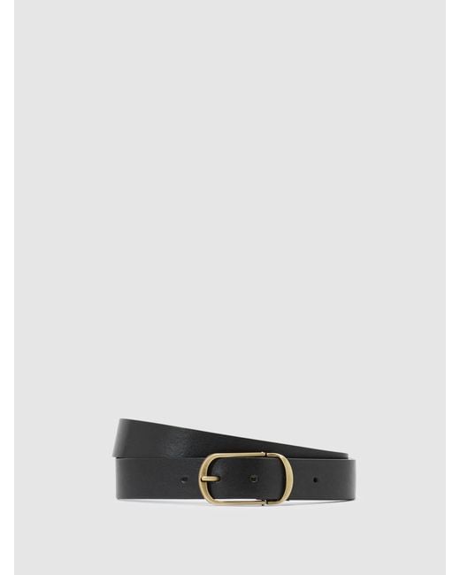 Reiss White Zeke Leather Hinged-Buckle Belt for men