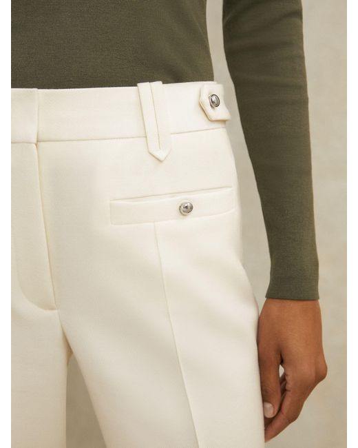 Reiss Natural Atelier Wool Stud Flared Trousers