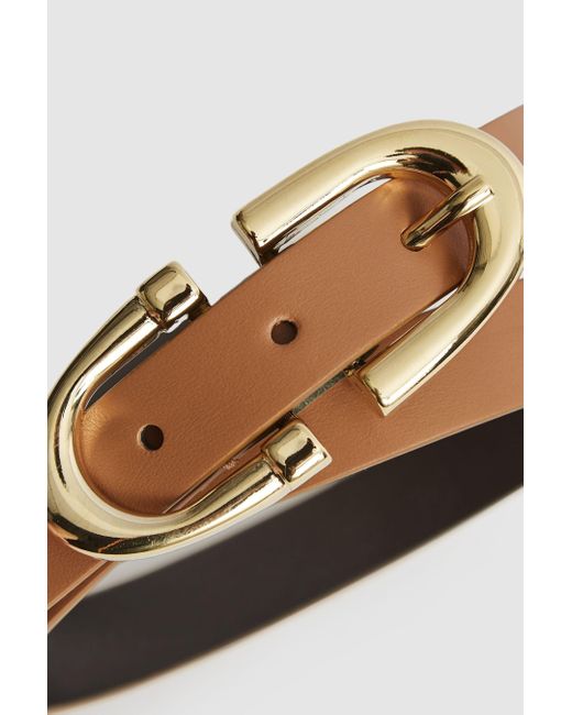 Reiss Brown Bailey Horseshoe Belt Leather Plain