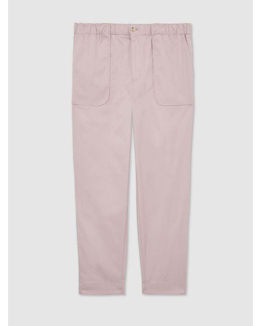 Reiss Pink Cotton-Blend Lightweight Tapered Trousers for men