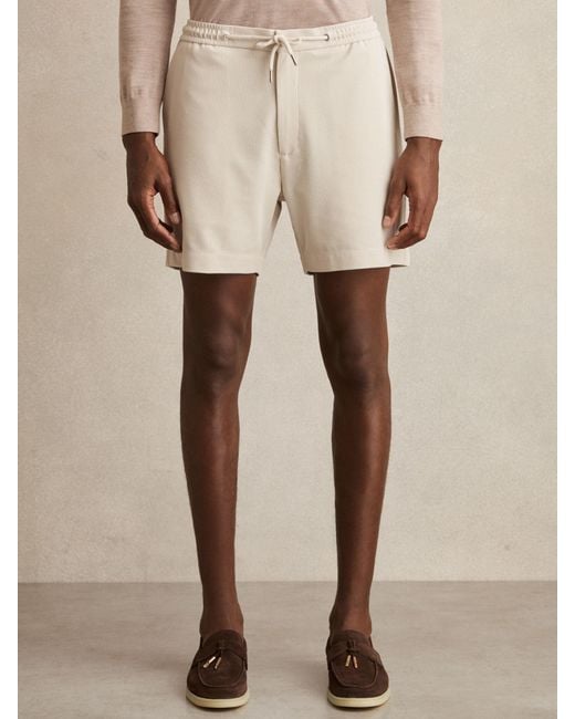 Reiss Natural Newmark - Stone Textured Drawstring Shorts, 28 for men