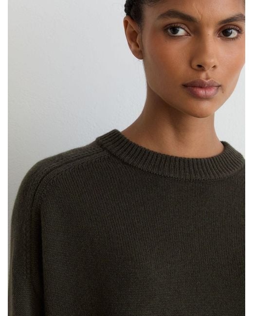 Reiss Black Wool-Cashmere Crew-Neck Raglan Jumper