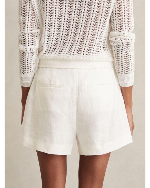 Reiss Natural Linen Whipstitch Shorts
