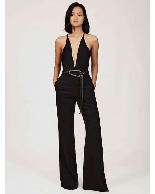 Reiss Blue Chain-Detail Flared-Leg Jumpsuit