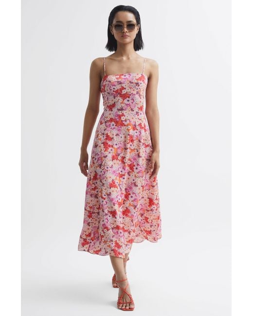 Reiss Bonnie Floral-print Woven Midi Dress | Lyst