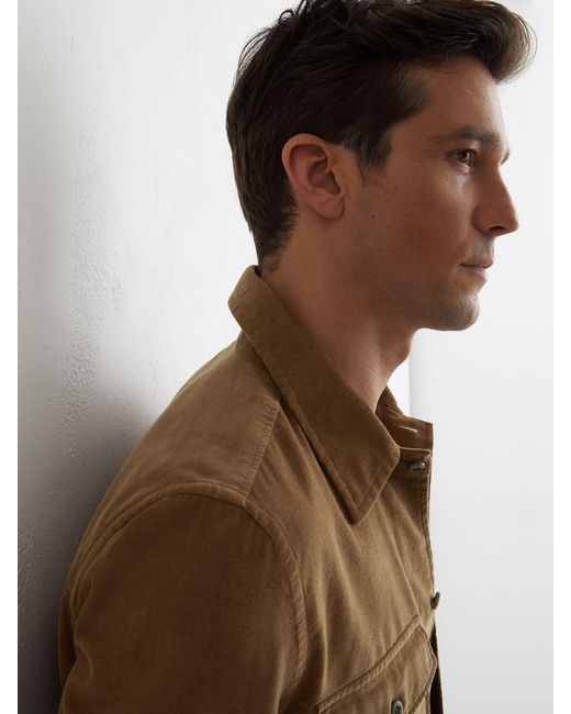 Reiss Brown Corduroy Twin-Pocket Overshirt for men