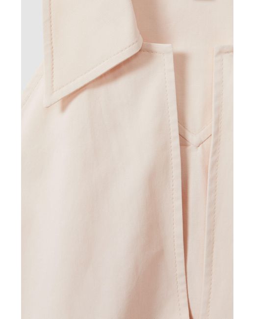 Reiss Natural Layla - Neutral Open-collar Cotton Blend Sleeveless Top