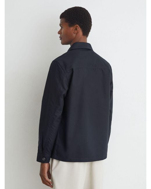 Reiss Blue Cotton-Twill Four-Pocket Overshirt for men