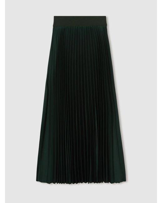 Reiss Black Pleated Midi Skirt