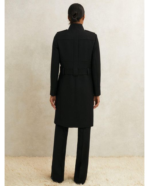 Reiss Black Atelier Wool Belted Long Coat