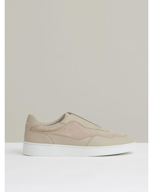 Reiss Natural Leather Elasticated-Lace Trainers for men