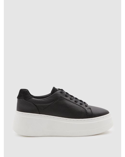 Reiss Black Connie Trainers Leather Plain