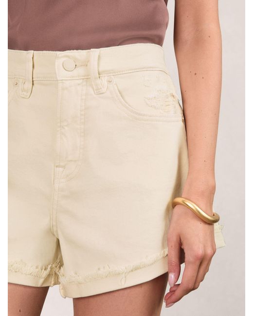GOOD AMERICAN Natural Ecru Distressed Denim Shorts