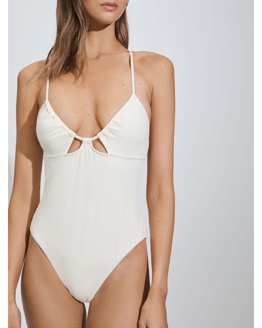 Bondi Born White Lula Swimsuit Ruched