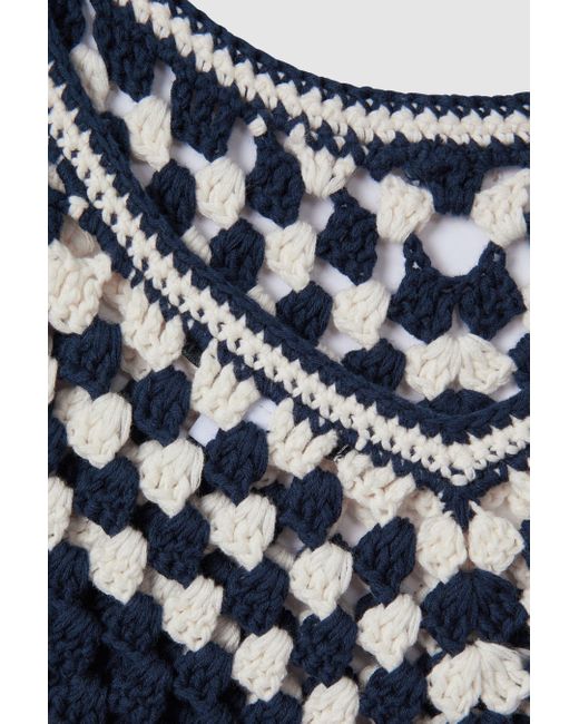 Reiss Blue Sabrina - Navy/ivory Crochet Crew Neck Vest