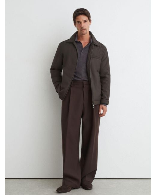 Reiss Gray Technical Padded Zip-Through Jacket for men