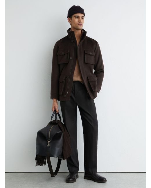 Reiss Black Wool-Blend Four-Pocket Jacket for men