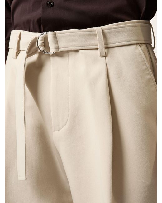 Reiss Natural Monogram Relaxed-Fit Belted Trousers for men