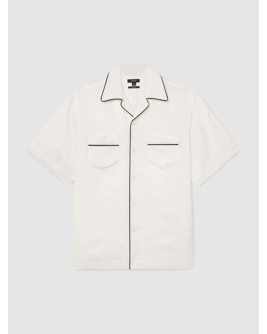 Reiss Natural Jacquard-Stripe Piped Shirt for men