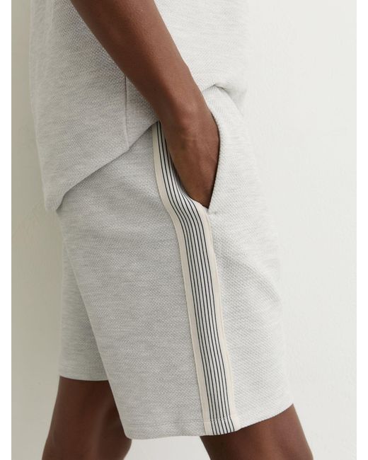 Reiss Natural Textured Side-Stripe Drawstring Shorts for men