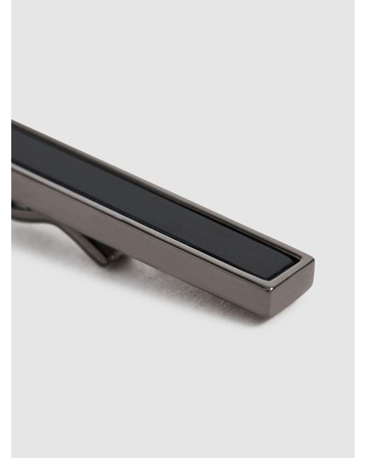 Reiss White Ardley Gunmetal & Onyx Onyx Tie Bar for men
