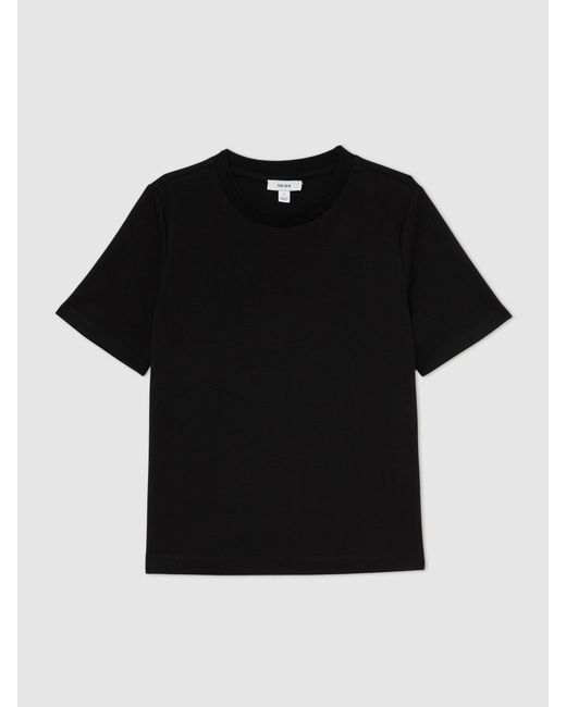 Reiss Black Stretch-Cotton Ribbed-Neck T-Shirt