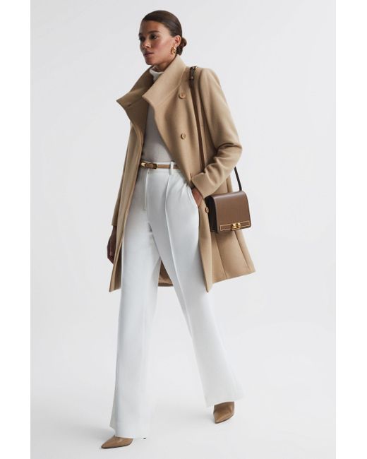 Reiss White Mia - Camel Petite Wool Blend Mid-length Coat