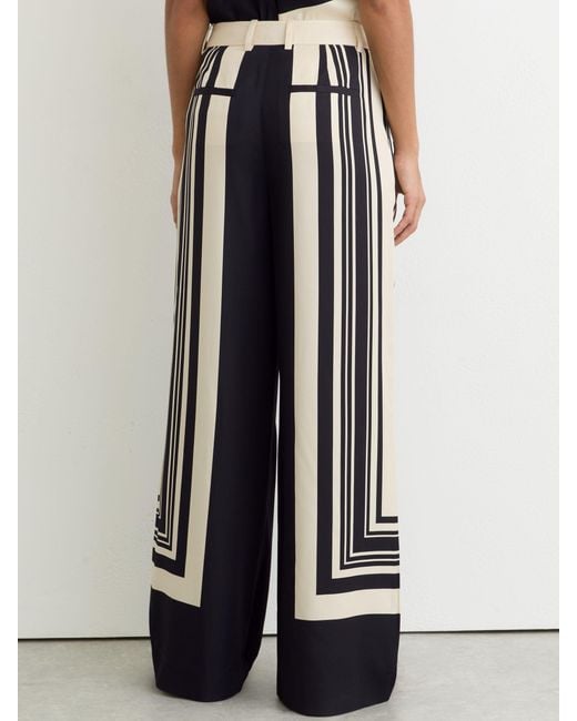 Reiss Caris - Black/white Petite Wide-leg Scarf-print Trousers, Us 2