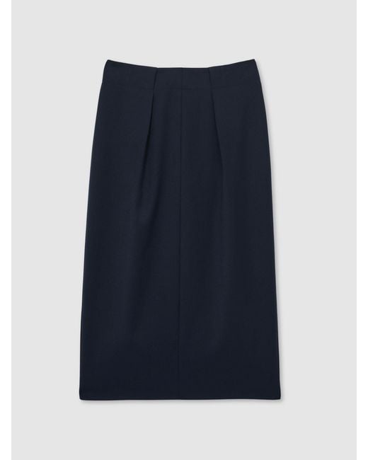 Reiss Blue Gabi - Navy Tailored Midi Suit Skirt, Us 12