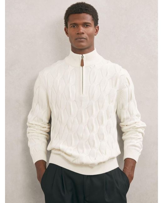 Reiss Natural Half-Zip Cable-Knit Jumper With Wool for men
