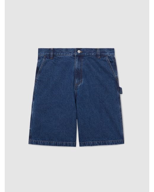 Reiss Blue Monogram Relaxed-Fit Denim Shorts for men