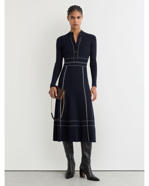 knee length dresses for ladies BABY BLUE KNIT MIDI DRESS – PETITE-THE-BRAND main image 1