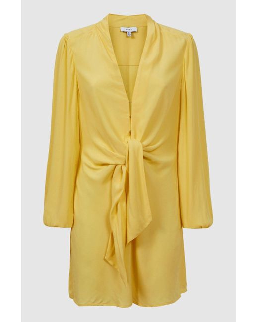 Reiss Mabel - Yellow Tie Front Mini Dress