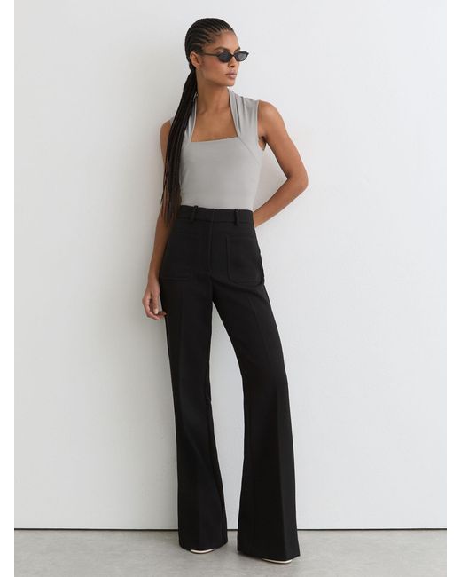 Reiss White Harri - Grey Square-neck Ruched Sleeveless Top, Us 6