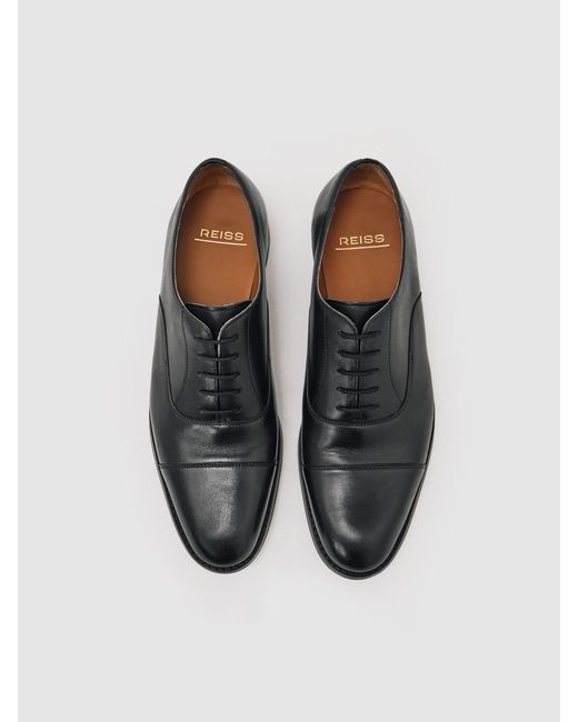 Reiss Black Leather Lace Up Oxford Shoes for men