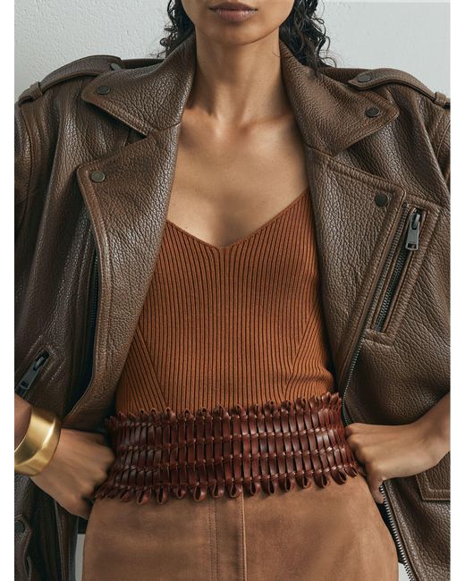 ATELIER Brown Leather Interlaced Belt