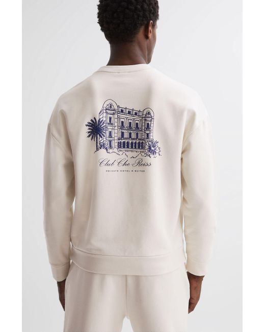 Reiss Natural Hills - Off White | Ché Motif Cotton Sweatshirt for men