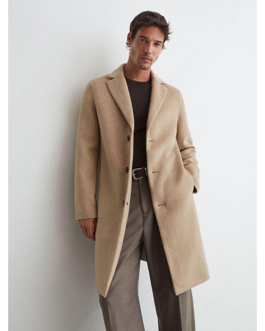 Reiss White Wool-Blend Single-Breasted Epsom Coat for men