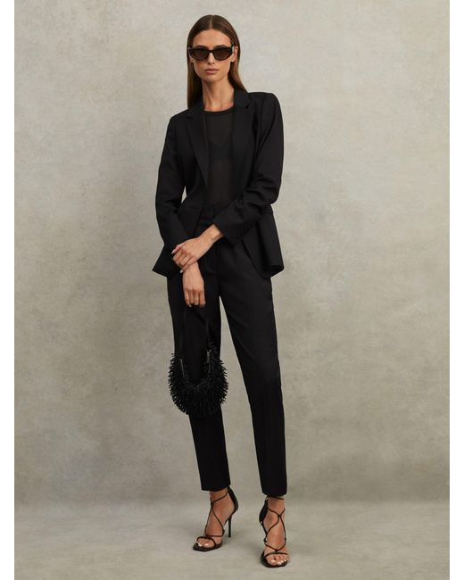 Reiss Haisley - Black Wool Blend Tapered Suit Trousers, Us 0