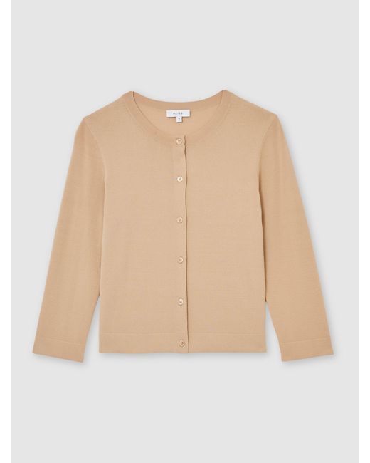 Reiss Natural Mara - Neutral Lightweight Cropped Cardigan, S (us 4-6)